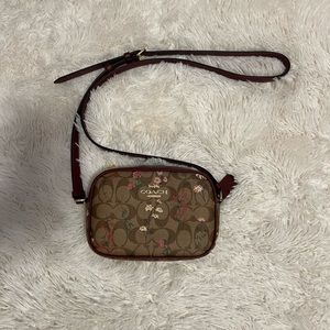 Flower Decorated Coach Crossbody Purse